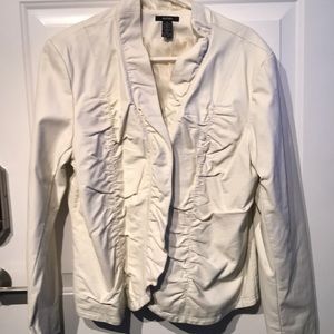 White, lined, leather jacket